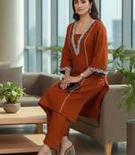 Women Ethnic Motifs Embroidered Regular Thread Work Kurta with Trousers