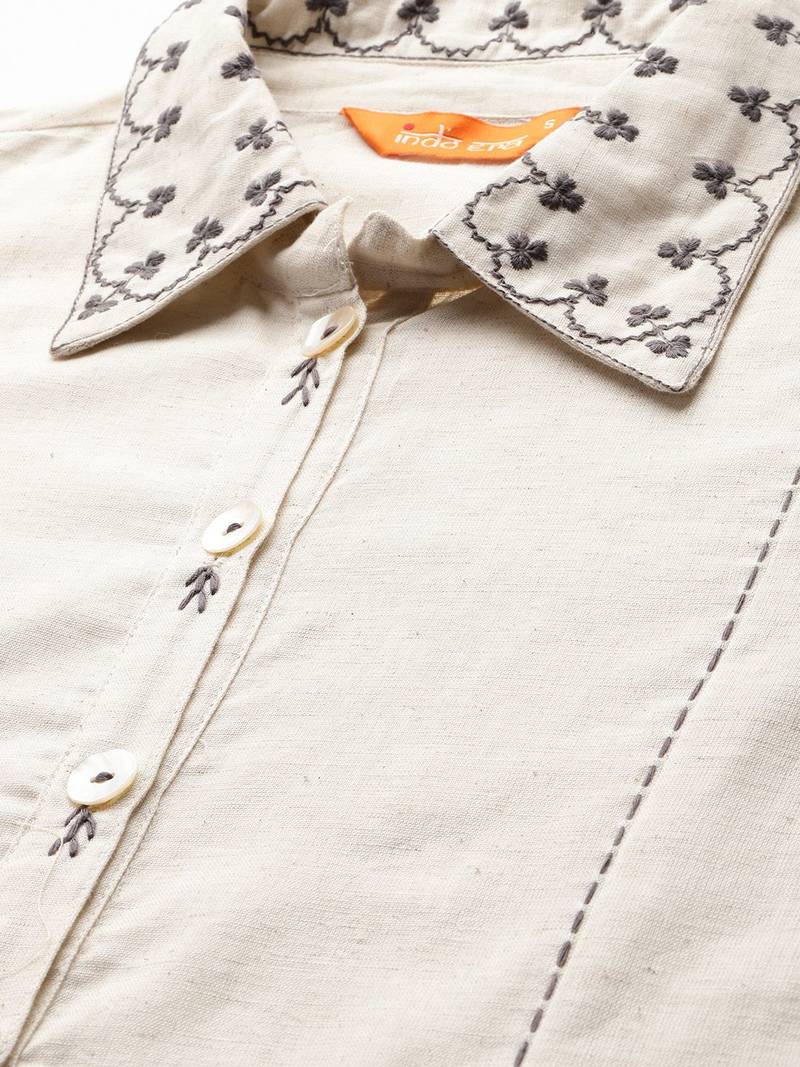 Ethnic Motifs Embroidered Thread Work Kurti with Trousers
