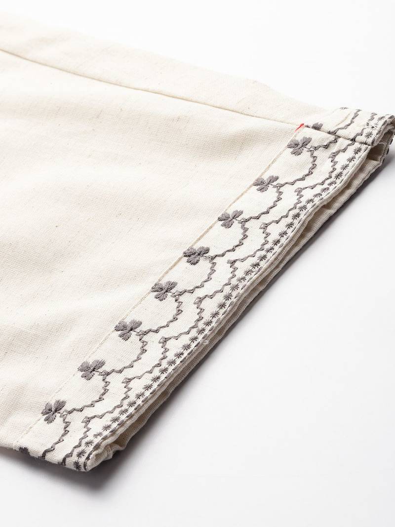 Ethnic Motifs Embroidered Thread Work Kurti with Trousers
