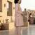 Peach-Coloured Floral Embroidered Shirt Collar Thread Work Kurta With Trousers