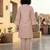 Peach-Coloured Floral Embroidered Shirt Collar Thread Work Kurta With Trousers