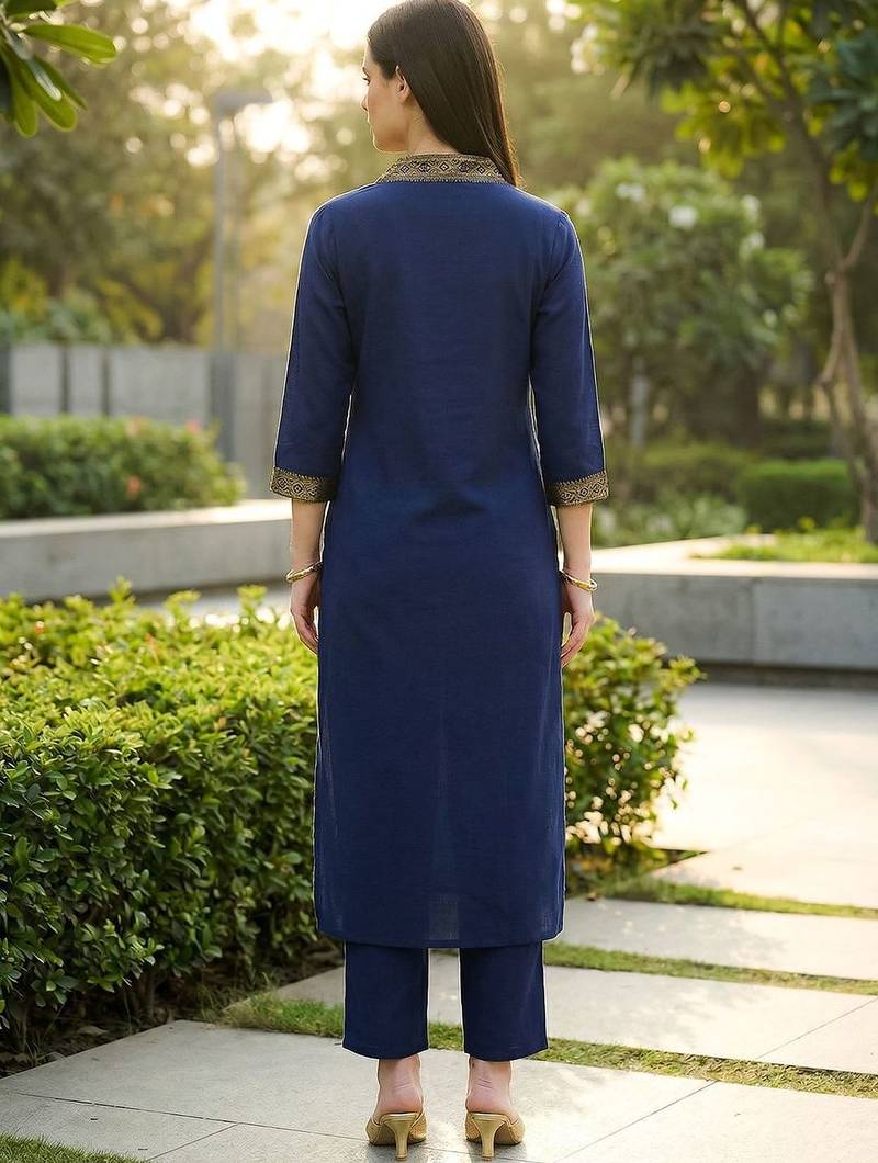 Women Regular Thread Work Kurta with Trousers