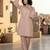 Peach-Coloured Floral Embroidered Shirt Collar Thread Work Kurta With Trousers