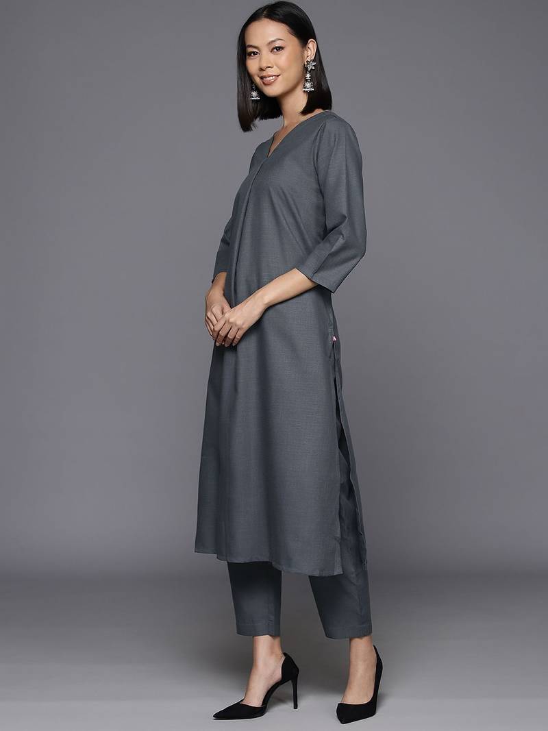 V Neck A-Line Kurta With Trouser
