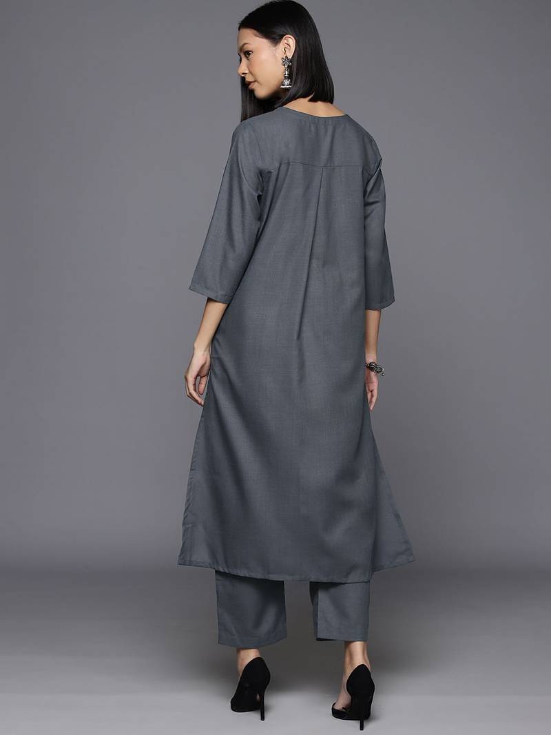 V Neck A-Line Kurta With Trouser