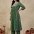 Green Embroidered A-line Kurta Palazzos Set