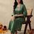 Green Embroidered A-line Kurta Palazzos Set