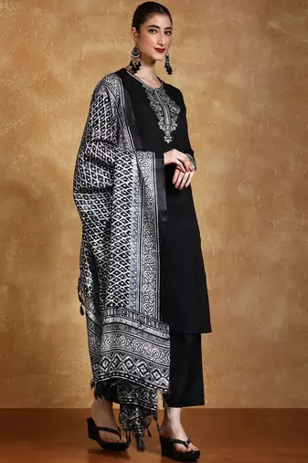 Women Floral Embroidered Kurta with Trousers & Dupatta