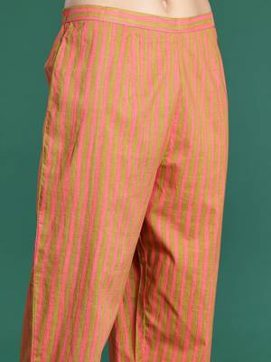 Striped Beads & Stones Pure Cotton Kurta With Trousers & Dupatta 3