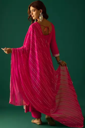Women Ethnic Motifs Embroidered Panelled Kurta with Trousers & Dupatta