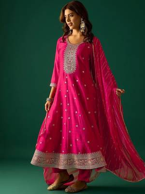 Women Ethnic Motifs Embroidered Panelled Kurta with Trousers & Dupatta 6