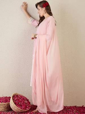 Women Floral Printed Regular Thread Work Linen Kurta with Trousers & With Dupatta 4