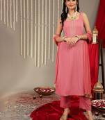 Striped Gotta Patti Kurta & Trousers With Dupatta