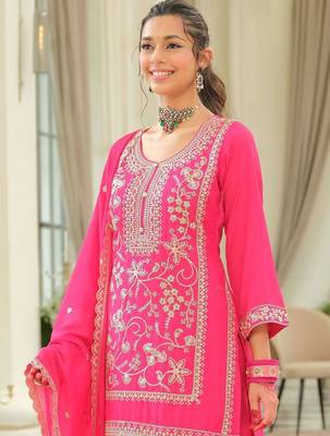 Women Ethnic Motifs Self Design Sequinned Kurta with Patiala & With Dupatta 2