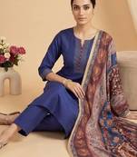 Women Ethnic Motifs Regular Kurta with Trousers & With Dupatta