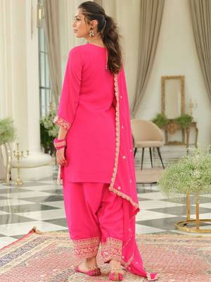 Women Ethnic Motifs Self Design Sequinned Kurta with Patiala & With Dupatta 4
