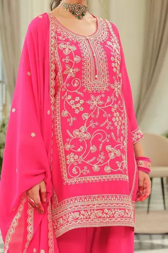 Women Ethnic Motifs Self Design Sequinned Kurta with Patiala & With Dupatta