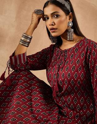Women Ethnic Motifs Printed Regular Pure Cotton Kurta with Palazzos 2