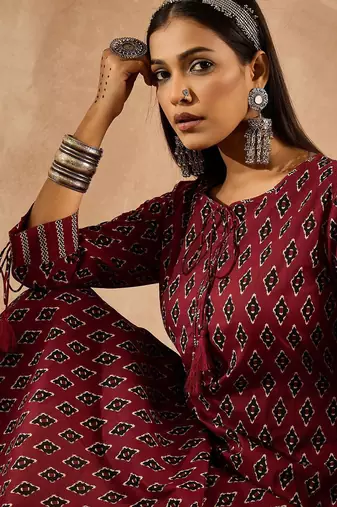 Women Ethnic Motifs Printed Regular Pure Cotton Kurta with Palazzos