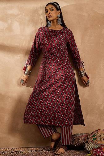 Women Ethnic Motifs Printed Regular Pure Cotton Kurta with Palazzos
