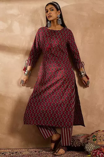 Women Ethnic Motifs Printed Regular Pure Cotton Kurta with Palazzos