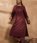 Women Ethnic Motifs Printed Regular Pure Cotton Kurta with Palazzos