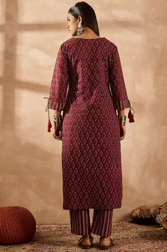 Women Ethnic Motifs Printed Regular Pure Cotton Kurta with Palazzos