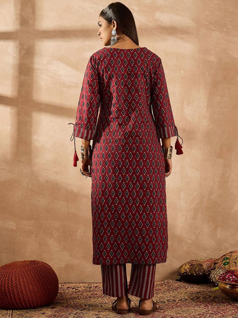 Women Ethnic Motifs Printed Regular Pure Cotton Kurta with Palazzos