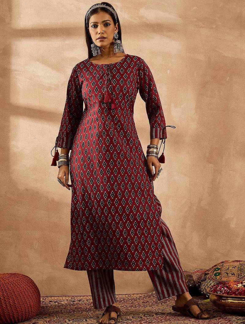 Women Ethnic Motifs Printed Regular Pure Cotton Kurta with Palazzos