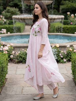 Women Floral Printed Regular Pure Cotton Kurta with Trousers & With Dupatta 3
