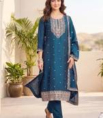 Women Ethnic Motifs Embroidered Regular Thread Work Kurta with Trousers & With Dupatta