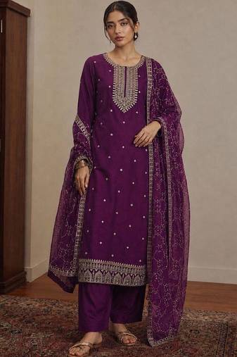 Women Ethnic Motifs Embroidered Kurta with Trousers & Dupatta