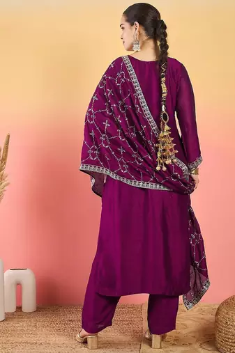 Women Ethnic Motifs Embroidered Kurta with Trousers & Dupatta