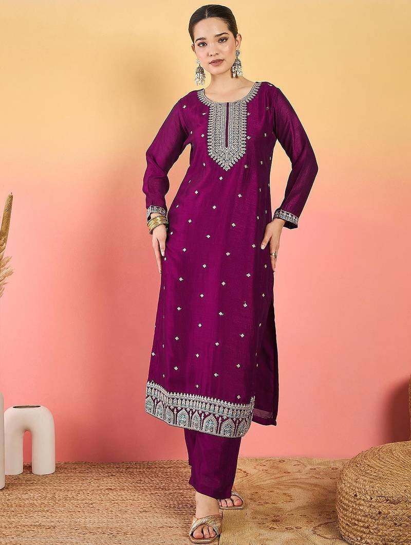 Women Ethnic Motifs Embroidered Kurta with Trousers & Dupatta