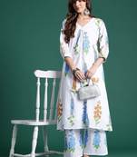Floral Printed Regular Pure Cotton Kurta with Trousers