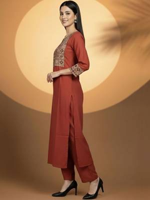 Women Ethnic Motifs Embroidered Regular Thread Work Kurta with Trousers & With Dupatta 2