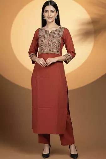 Women Ethnic Motifs Embroidered Regular Thread Work Kurta with Trousers & With Dupatta