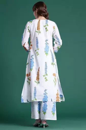 Floral Printed Regular Pure Cotton Kurta with Trousers