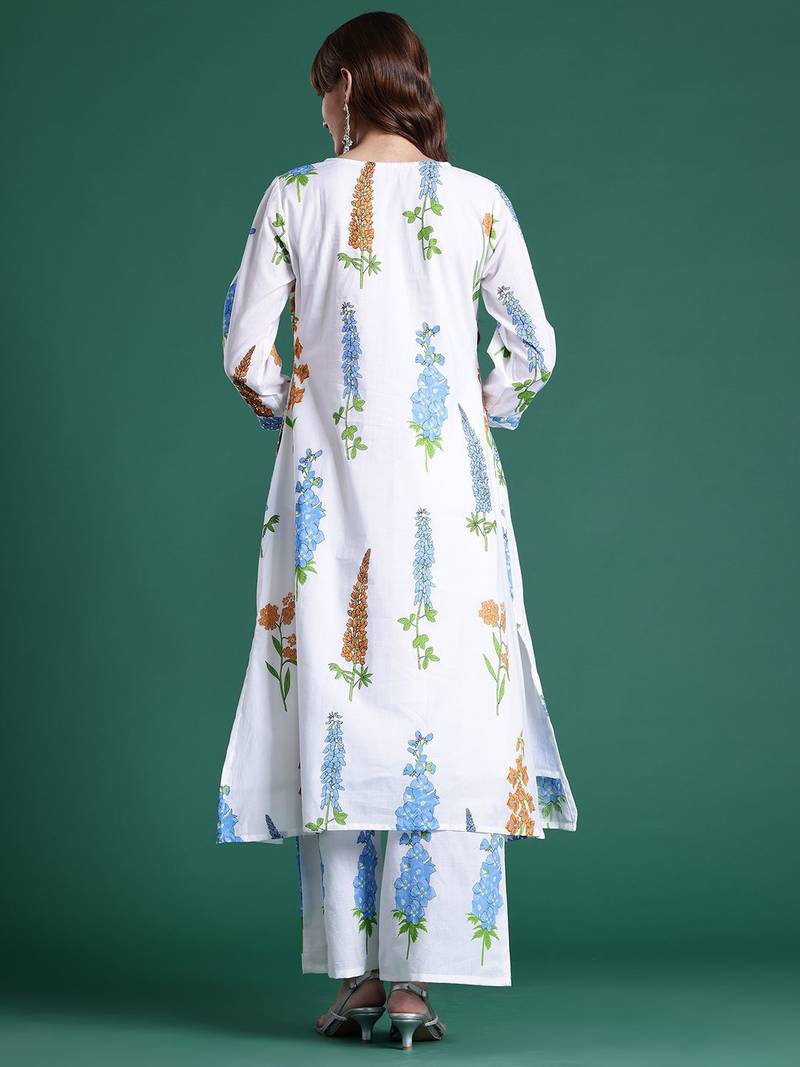 Floral Printed Regular Pure Cotton Kurta with Trousers
