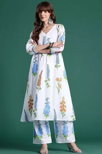 Floral Printed Regular Pure Cotton Kurta with Trousers