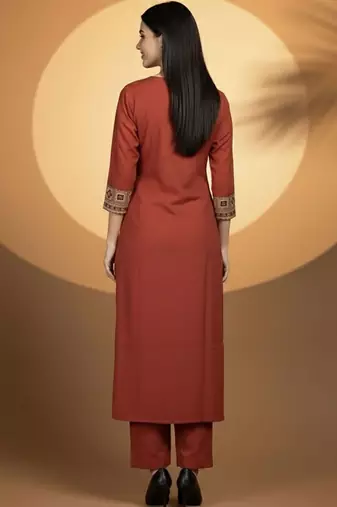 Women Ethnic Motifs Embroidered Regular Thread Work Kurta with Trousers & With Dupatta