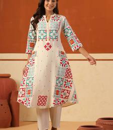Women Printed Regular Thread Work Kurta with Trousers