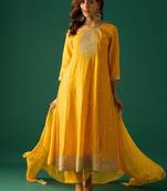 Women Ethnic Motifs Embroidered Panelled Kurta & Trouser With Dupatta