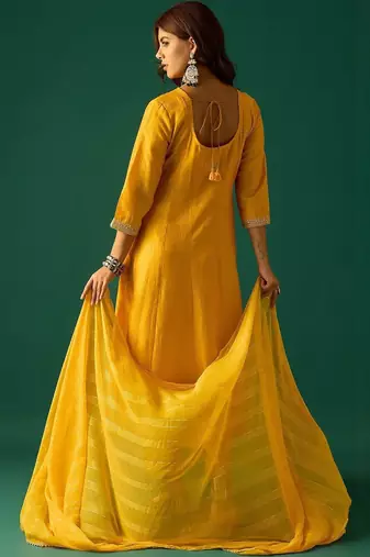 Women Ethnic Motifs Embroidered Panelled Kurta & Trouser With Dupatta