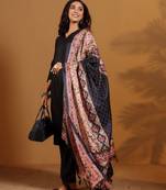 V-Neck Straight Kurta With Trousers And Dupatta
