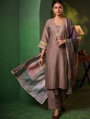 Women Ethnic Motifs Regular Mirror Work Kurta with Trousers & With Dupatta 4