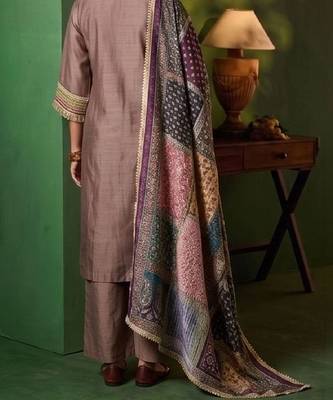 Women Ethnic Motifs Regular Mirror Work Kurta with Trousers & With Dupatta 6