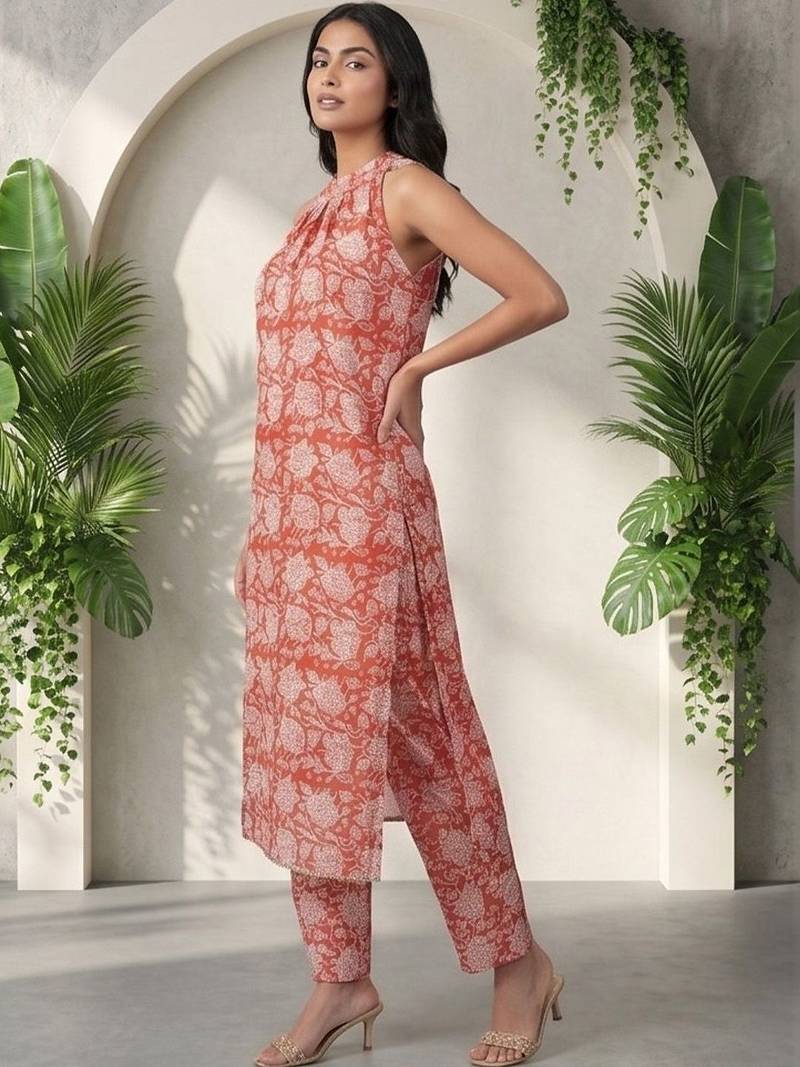 Women Floral Printed Regular Kurta with Trousers