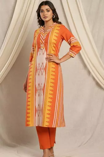Women Ethnic Motifs Printed Regular Pure Cotton Kurta with Trousers