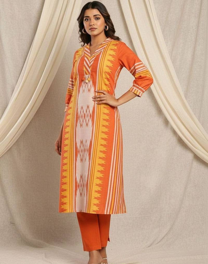 Women Ethnic Motifs Printed Regular Pure Cotton Kurta with Trousers